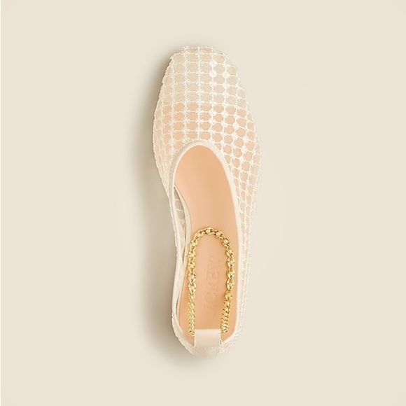 J. Crew Quinn Embellished Removable Ankle-Strap Ballet Flats in Mesh - Picture 3 of 8